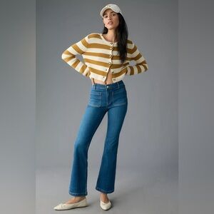 The Yaya Patch Pocket Mid-Rise Crop Flare Jeans by Pilcro